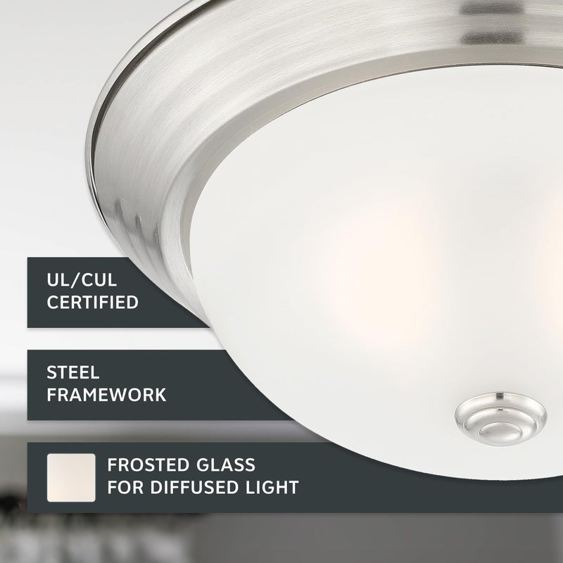 DESIGNERS FOUNTAIN Reedley 3-Lights Flush Mount Ceiling Light, 15 Inch Lighting Fixture for Kitchen, Bedroom, Bathroom, and Hallway, Satin Platinum with Etched Glass, 1257L-SP-W - Image 3